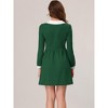 Allegra K Women's Mini Dress Contrast Peter Pan Collar Vintage 60s Long Sleeve Dresses - 4 of 4