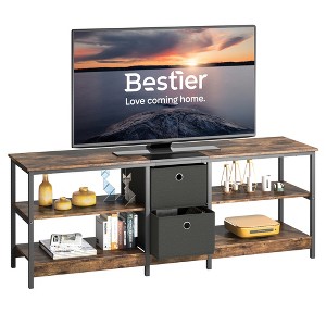 Bestier TV Stand for 55 60 65” TV, Industrial Entertainment Center with Storage & Open Shelves, TV Console Table for Living Room & Bedroom, Rustic - 1 of 4