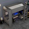 Whisen Wood Gaming Loft Bed with Desk, Multi-storage Shelves, LED and Charging Station - 4 of 4