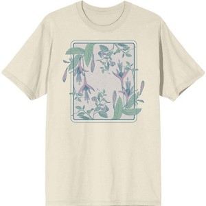 Fuschia Flowers Adult Crew Neck Short Sleee Tee - 1 of 2