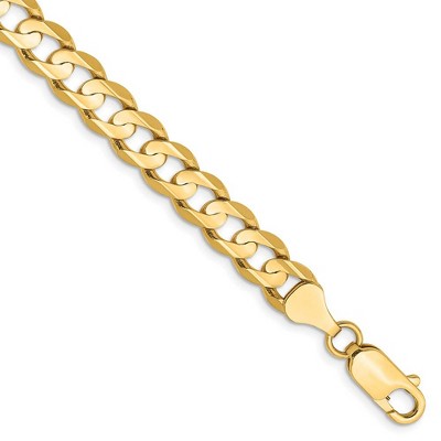 Black Bow Jewelry Men's 6.75mm 14k Yellow Gold Open Concave Curb Chain Bracelet