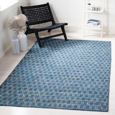 Handmade Blue Wool Abstract 4' x 6' Area Rug