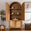 63" Tall Arched Pantry Cabinet with Doors and Adjustable Shelves, Freestanding Rattan Storage Cupboard for Kitchen or Living Room-Koiai - 3 of 4