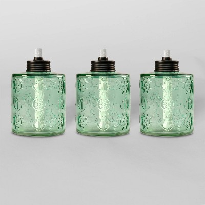 Tiki Brand 5.5" Set Sail Glass Table Torch Green 3pk