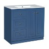 YOOCOZZ 36" Freestanding Bathroom Vanity with Ceramic Sink,2 Drawers, Shelf and MDF Board-Blue - 2 of 4