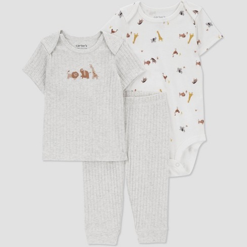 Carter's Just One You® Baby Boys' 3pc Bear Top & Bottom Set - Brown Newborn