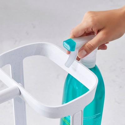 Speckled White Plastic 2-Tier Sink Cleaning Caddy