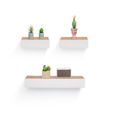 Syemin Decorative Wall Shelf Wall Floating Shelves Wall Wood Decor Storage Shelves Wall Mounted Shelf Storage Hanging Shelf, Beige, 23.62"*5.91"*2.36"