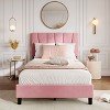 Twin Size Bed Frame with Adjustable Headboard, Linen Upholstered Twin Platform Bedframe with Strong Wooden Slats, No Box Spring Needed - 4 of 4