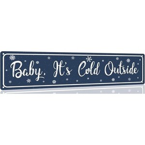 Lomsoe Baby It's Cold Outside Tin Sign Funny Christmas Metal Signs Vintage Santa Print Art Poster Wall Decor Christmas Decor Christmas Sign 4x16 Inch - 1 of 1