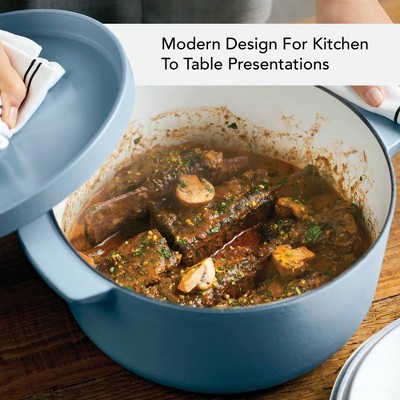 Blue Enameled Cast Iron Round Dutch Oven, 6-Quart