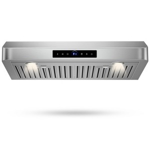 Hooure 30 in. 900 CFM Stainless Steel Range Hood with 4-Speed Settings, Remote Control Removable LED Lights and Gesture Control - 1 of 4
