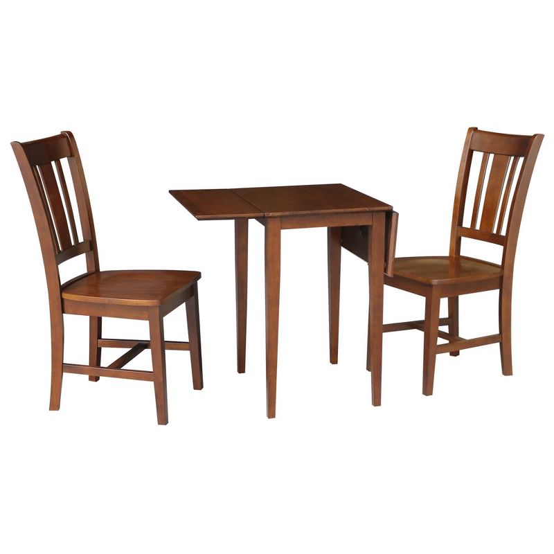 Small Dual Drop Leaf Dining Table with 2 San Remo Splat Back Chairs Espresso - International Concepts, 4 of 8