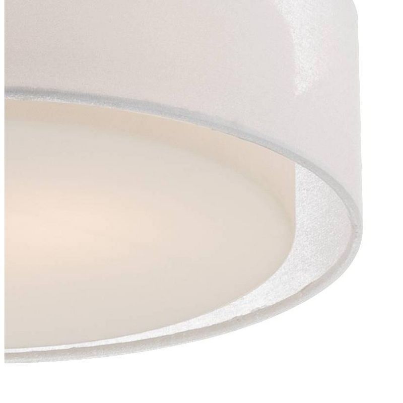 Possini Euro Design Modern Ceiling Light Flush Mount Fixture 12 1/2" Wide Satin Nickel 2-Light Sheer White Fabric Opal Glass Drum Shade for Bedroom, 3 of 9