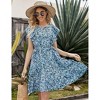 Womens Summer Dress Ruffle Cap Sleeve Sundress with Round Neck Midi Dress with Gathered Hem Empire Waist Flutter Dress,Multicolor Floral 1 - 2XL - 3 of 4