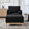 35.4" Boucle Upholstered Square Accent Arm Chair with Ottoman, Wood Base and Natural Rubberwood Legs with Reversible Lid Coffee Table - 2 of 4