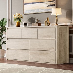 TackView 7-Drawer Dresser for Bedroom, 53.1''Wide Wood Chest of Drawers Handle Free, Large Modern Dresser Storage Cabinet for Home Office - 1 of 4