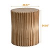 Retro Chic Style Cylindrical Coffee Table with Vertical Texture Embossed Design, Natural - ModernLuxe - image 3 of 4