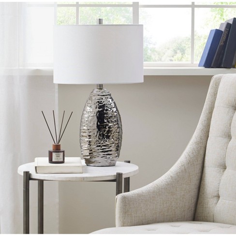 Livy Ceramic Table Lamp Silver Base/white Shade - Hampton Hill : Target