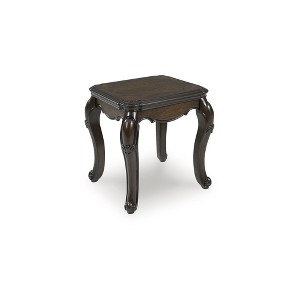 Signature Design by Ashley Maylee Traditional Style End Table - Dark Brown Finish with Cabriole Legs - 1 of 4