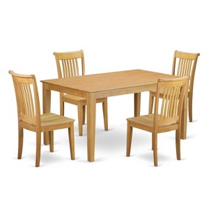 HomeStock 5-Pc Natural Oak Finish Solid Wood Top - Dining Room Set - Seats 4 - 1 of 4