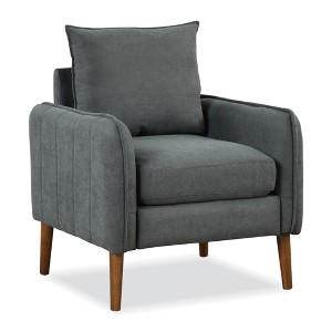 Tangkula Modern Accent Chair Upholstered Mid-Century Armchair w/ Rubber Wood Legs Gray - 1 of 4