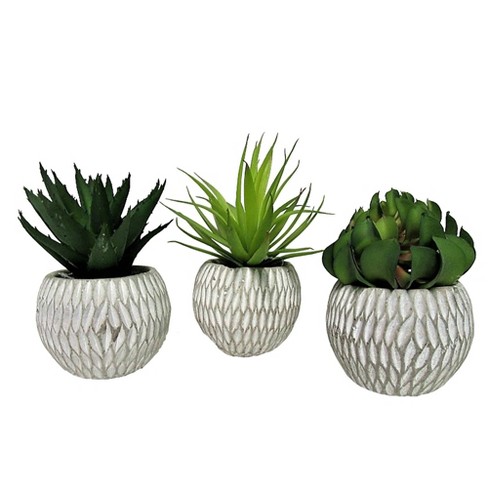 Juvale Artificial Succulents 6 Pack 4 inch Cactus Plants with Gray Pots