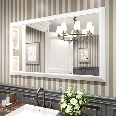 Apmir High-Strength Tempered Glass and Aluminum Alloy Framed French Cleat Mounted Wall Decor Mirror in matte black with 5-Year Warranty