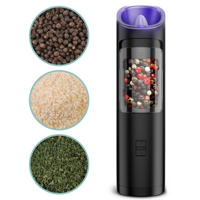 2PC Black Electric Salt Pepper Grinder Set Battery Operated Stainless Steel  Mill