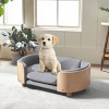 Bulldog 26.4" Width Small Dog Beds With Removable Washable Cover, Velvet Cushion With Solid Wood legs and Bent Wood Back-The Pop Home - 3 of 4
