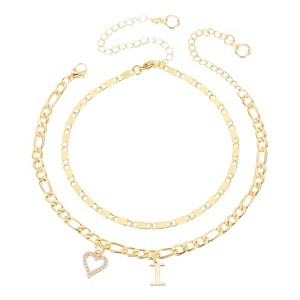 Unique Bargains 14K Gold Plated Dainty Heart Women's Ankle Bracelets with Box - 1 of 4