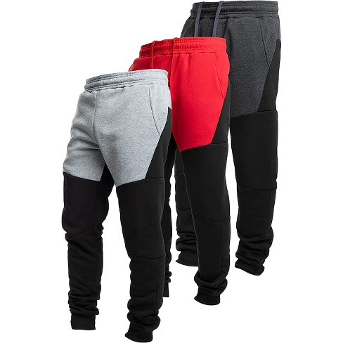 Ultra Performance Mens Athletic Tech Joggers/Track Pants with Zipper  Pockets |Black Tricot Athletic Bottoms Red/White/Black Stripe X-Large 3 Pack