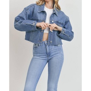 Women's Cropped Friend Jacket - JUST BLACK DENIM - 1 of 4