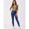 INSPIRE CHIC Women's Elbow Sleeves Boat Slim Fit Casual Stripe Animal Print Multi Floral Pattern T-Shirt - 3 of 4