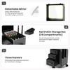New Upgrade Rolling Manicure Table Foldable Nail Desk With 3 Drawers, Mirror & Nail Polish Organizer - Black - 4 of 4