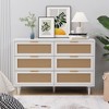 ALEXOUN 43.31" 6 Drawer Wide Farmhouse Chest of Rattan Dresser,Clothes Storage Cabinet with Metal Handle & Wood Legs for Living Room,Bedroom - 2 of 4