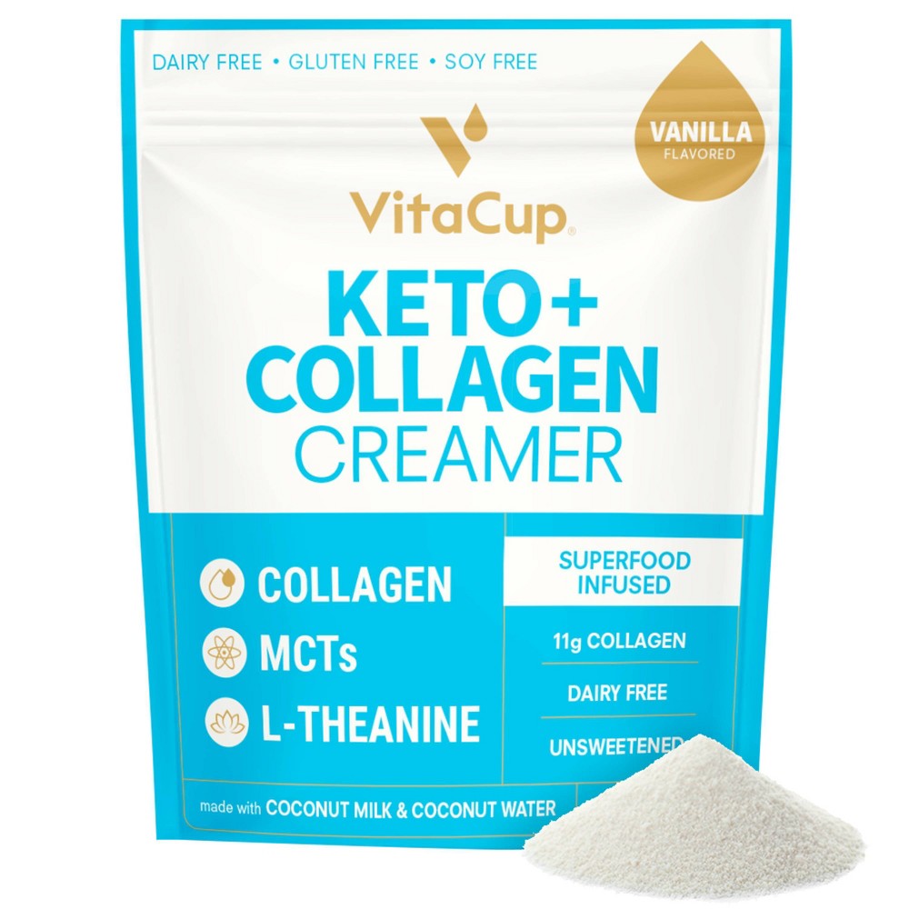 VitaCup Keto + Collagen Vanilla Coffee Creamer w/ MCT & Collagen - 10oz