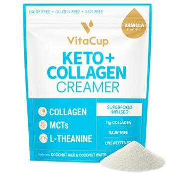 VitaCup Keto + Collagen Vanilla Coffee Creamer w/ MCT & Collagen - 10oz