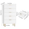 Fluted Wood Dresser 5 Drawers Dresser for Bedroom, Modern Chest of Drawers, Tall Brown Dresser with Faux Marble Top and Gold Handle - 2 of 4