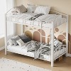 Metal Bunk Bed Twin Over Twin, Heavy Duty Bunkbeds Frame with Arched Guardrail and Safety Ladder, Sturdy Steel Bed for Kids Boys Girls, Black - 4 of 4