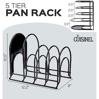 Heavy Duty Black Metal 5-Tier Pan Organizer Rack