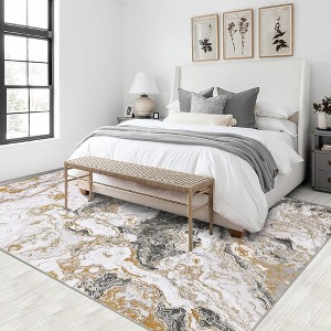 Luxury Washable Rug - Abstract Marble Non-Slip Accent Rug for Living Room & Kitchen - 1 of 4