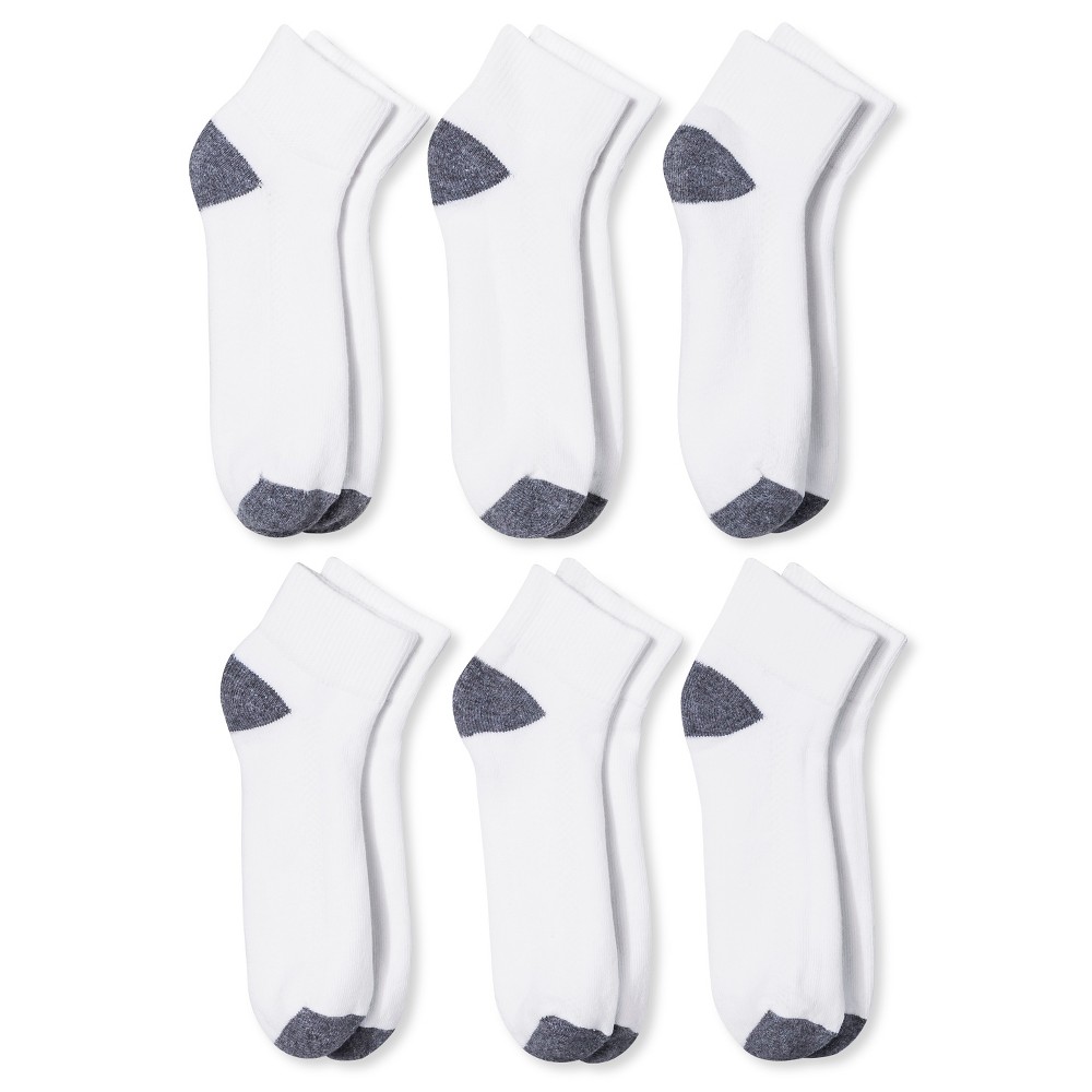 Men's Fruit of the Loom Breathable 6Pk white ankle 6-12