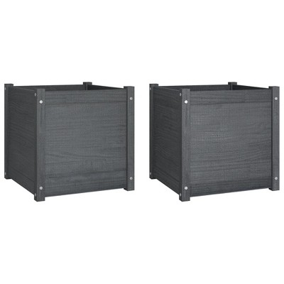vidaXL Garden Planters 2 pcs Gray 19.7"x19.7"x19.7" Solid Wood Pine