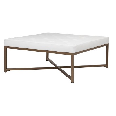 Camber Modern Large Tufted Square Ottoman - Bronze White