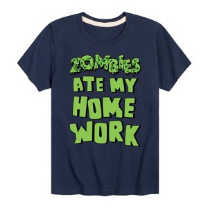 Boys' - Instant Message - Zombies Ate My Homework Short Sleeve Graphic T-Shirt - 1 of 4