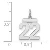 Black Bow Jewelry Sterling Silver, Athletic Collection, Small Polished Number 22 Pendant - 2 of 3