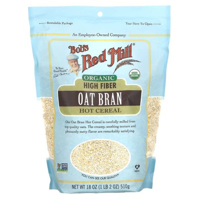 Bob's Red Mill Organic Oat Bran Hot Cereal, 18 Oz Package may vary