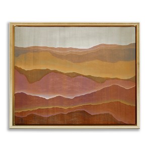 Stupell Industries Warm Glowing Mountain Range Overlay Desert Landscape Floating Frame Canvas Art, Gold, 21" x 17" - 1 of 4