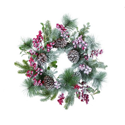 Transpac Artificial 24 in. White Christmas Berry Wreath